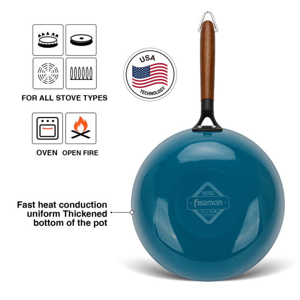 Fissman Wok Seagreen Series 28X8СМ/4Л (Легкий Эмалированный Чугун С Антипригарным Покрытием) - 3