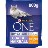 Purina ONE / Cat food, Coat & Hairball, Chicken, 28,2 oz (800 g) - 1 miniature
