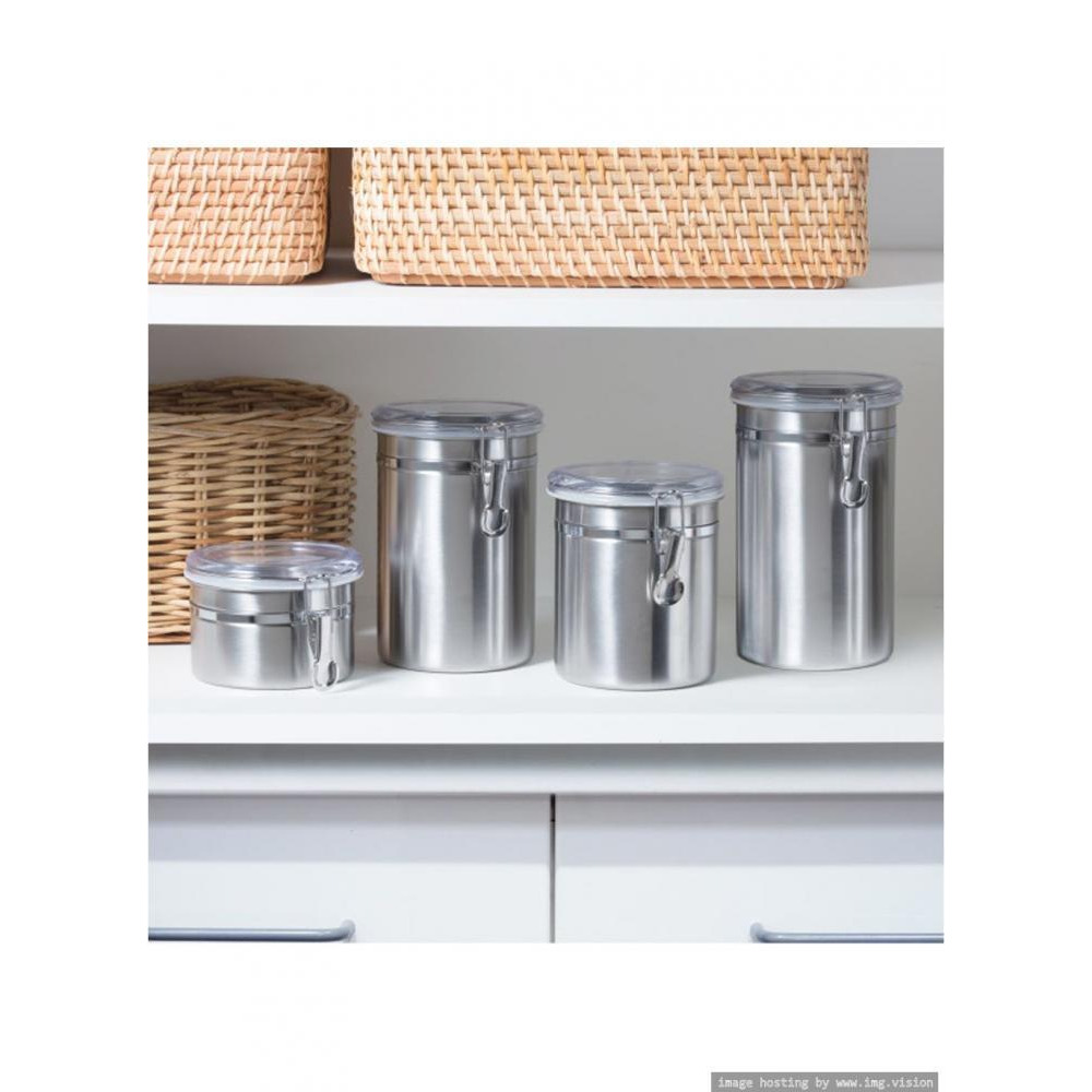 Oggi Stainless Steel 36oz Clamp Canister with Clear Lid - 3