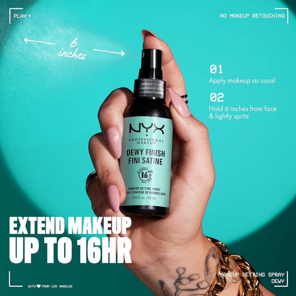 NYX Professional Makeup, Long Lasting Makeup Setting Spray, Dewy Finish, 60 ml - 4