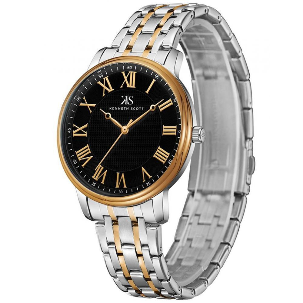Kenneth Scott Men's Black Dial Analog Watch - K22029-KBKB - 2