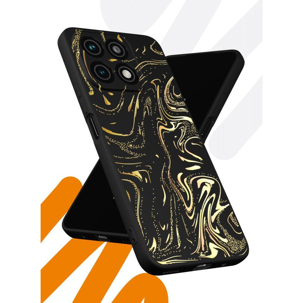 Soft Silicone Case Designed for Honor X8A (4G) [Drop Protection], Shockproof Protective Phone Case for Honor X8A (4G) with Golden streaks Pattern - 3