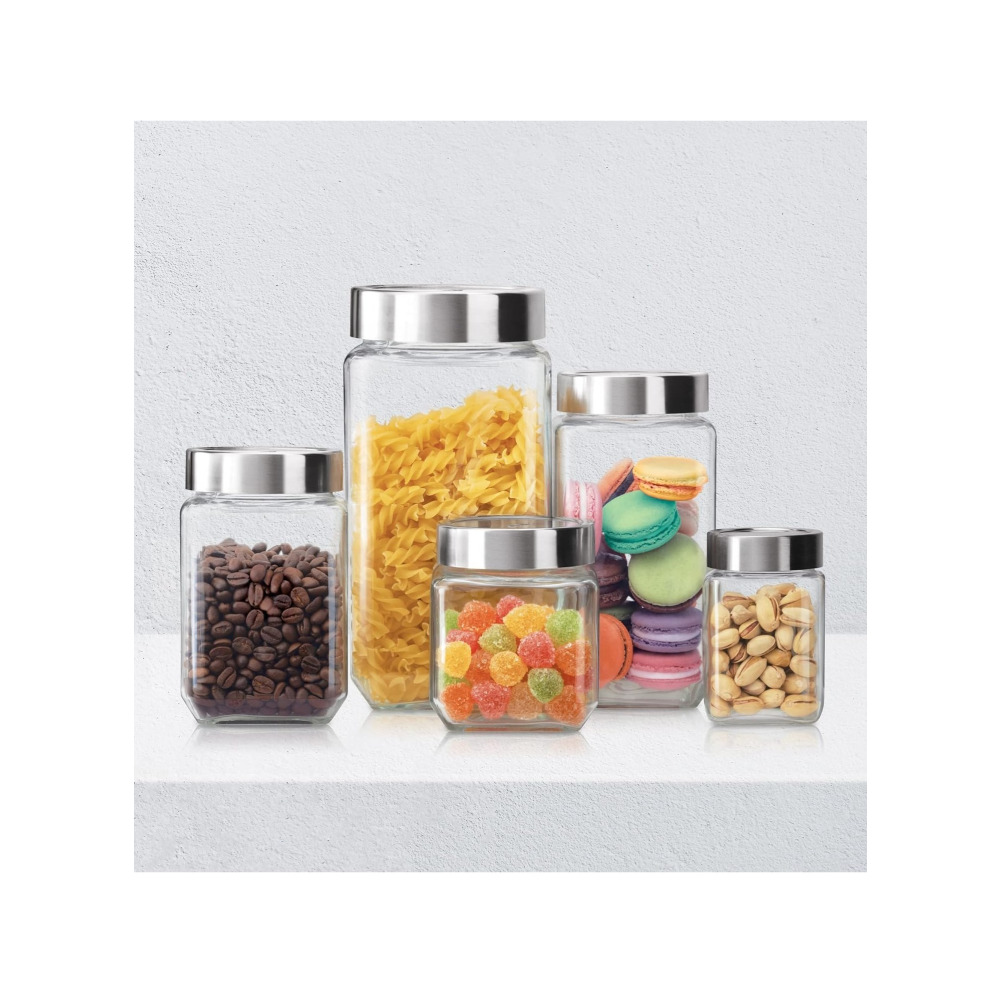 Treo By Milton Cube Storage Glass Jar, Set of 3, 180 ml, Transparent - 7
