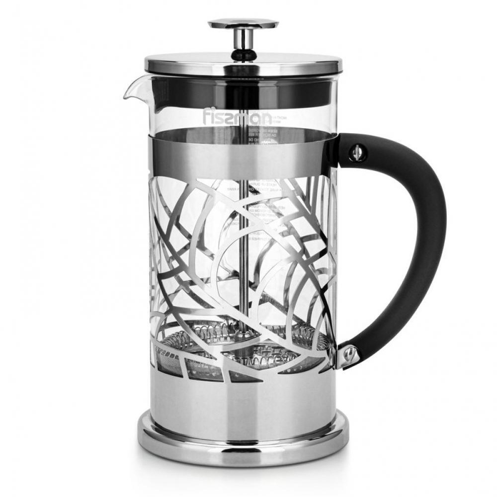 Fissman French Press Coffee Maker Borosilicate Glass Bicerin Series Silver/Transparent 600ml - 1