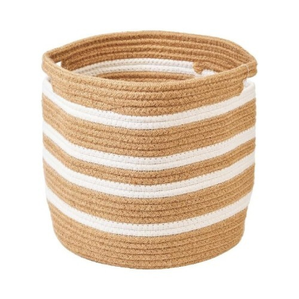 سلة من حبل القنب من هوم سميث، لون أبيض طبيعي، عمق 28 × ارتفاع 28 سم - 1
