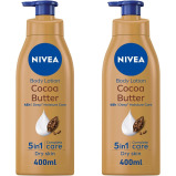 NIVEA Body Lotion for Dry Skin, Cocoa Butter, 5in1 Complete Care, 48H Deep Moisture, 2x400ml, Pack of 2 - 1 miniature