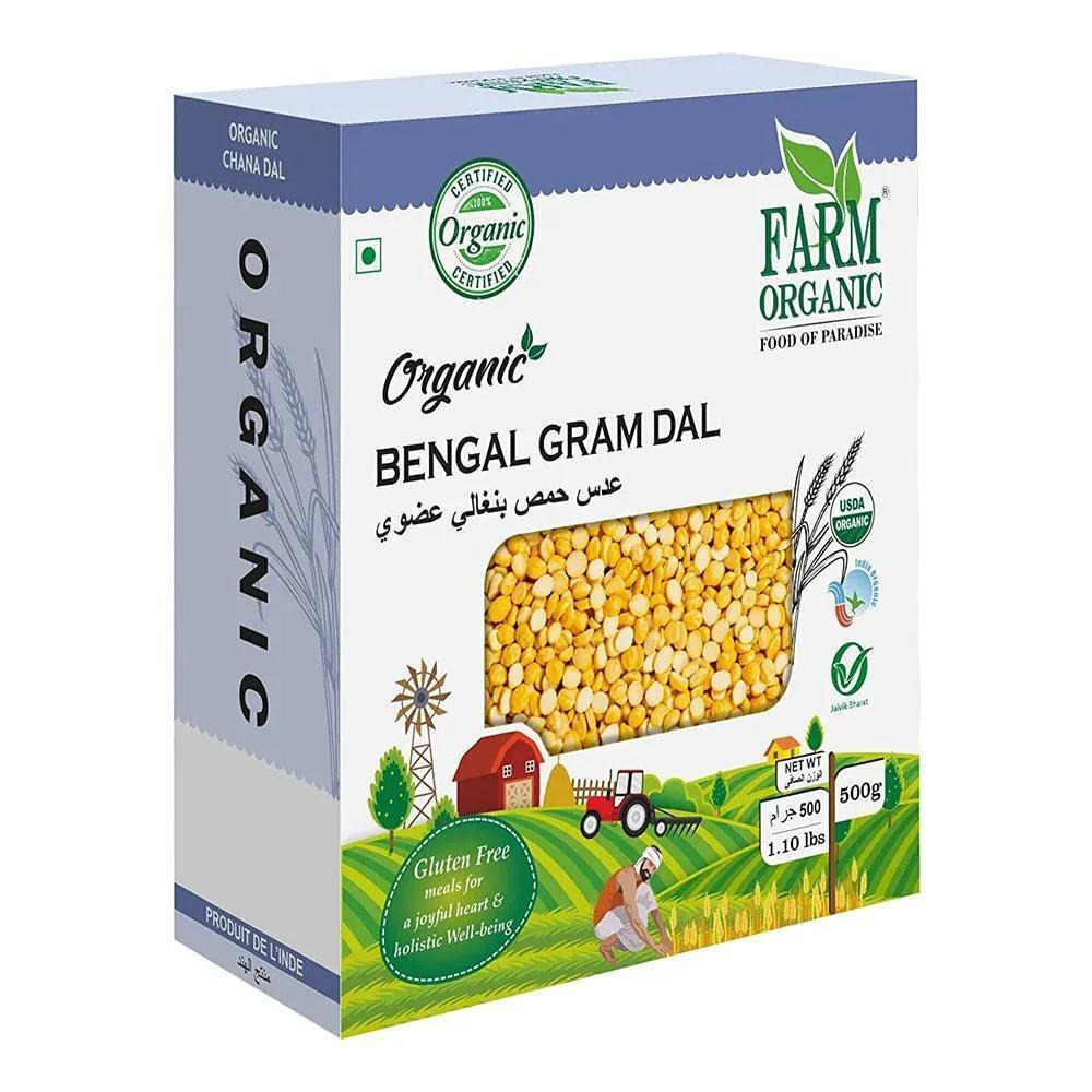 Farm Organic Gluten Free Bengal Gram Dal (Chana Dal) - 500g - 1
