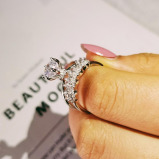 PAMEER Store:роскошное Кольцо Из СТЕРЛИНГОВОГО Серебра 925 Пробы С Цирконом, Двойное Кольцо С Бриллиантовой ОГРАНКОЙ, дизайн кольца, размер-8 - 4 miniature