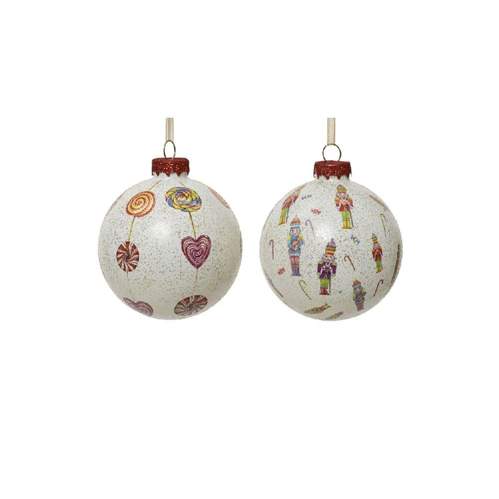 Kaemingk Decoris 8 cm Bauble Glass with Gold Glitter All Over Assorted 1 Piece - 1