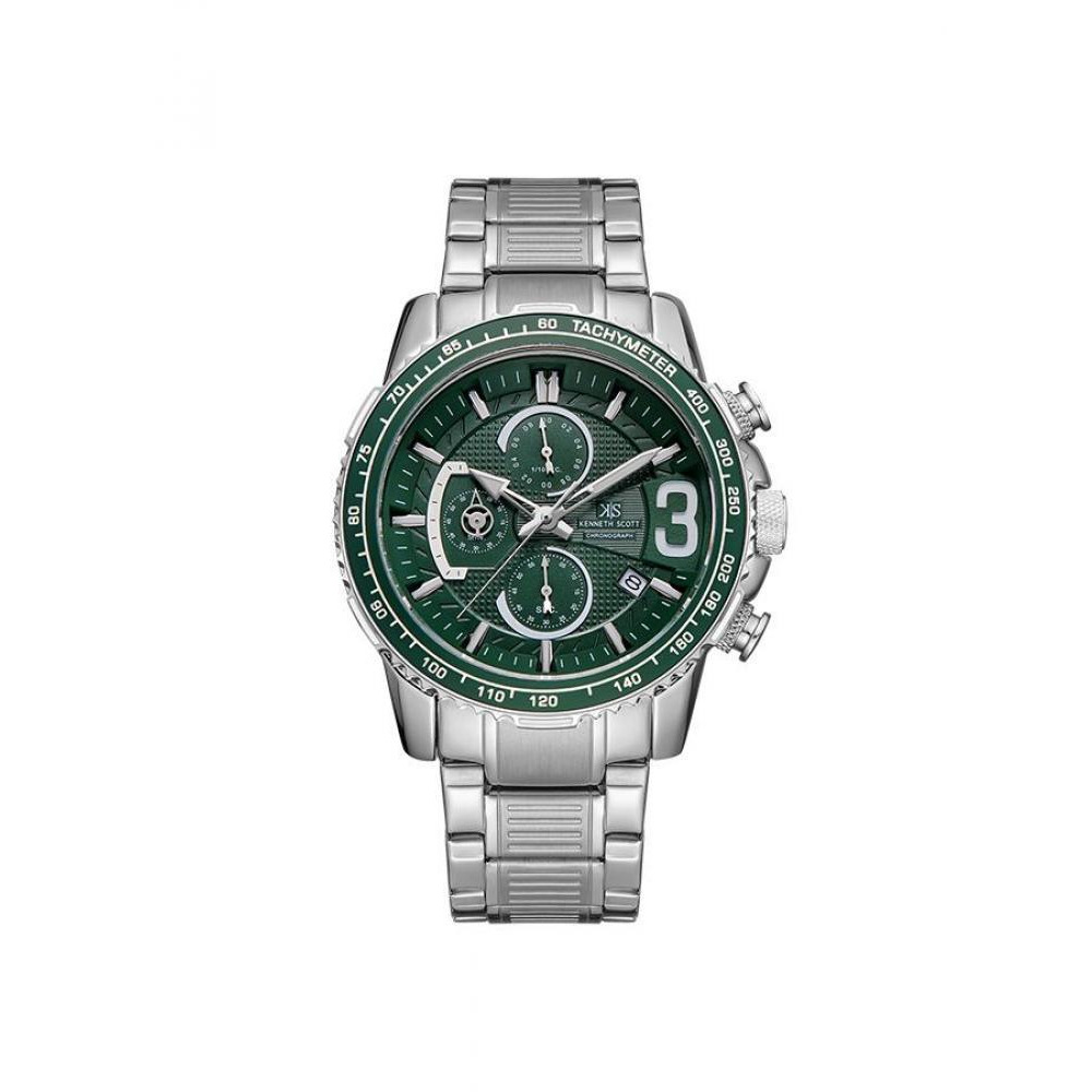 Kenneth Scott Men's Chronograph Green Dial Watch - K22139-SBSH - 1