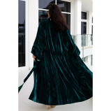 Asian Spirit, Deep Turquoise Velvet Abaya Jacket, Free size (XS-XL) - 2 miniature