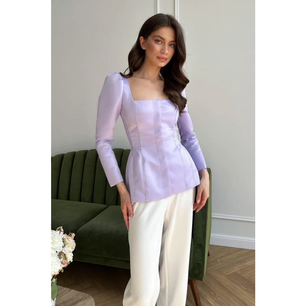 Satin Decorated Top (Lavender), size L - 2