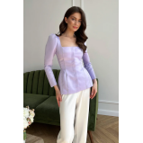 Satin Decorated Top (Lavender), size M - 2 miniature