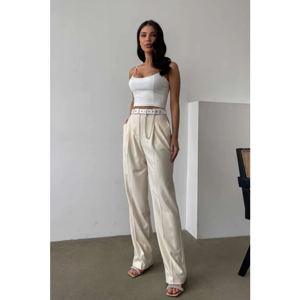 Брюки прямого кроя (ЦВЕТ слоновой кости), размер XS. - 2