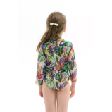 Сплошной Купальник Kid's С Закрытой спиной И Рукавами, TROPICAL vibes, РАЗМЕР 134 - 2 miniature