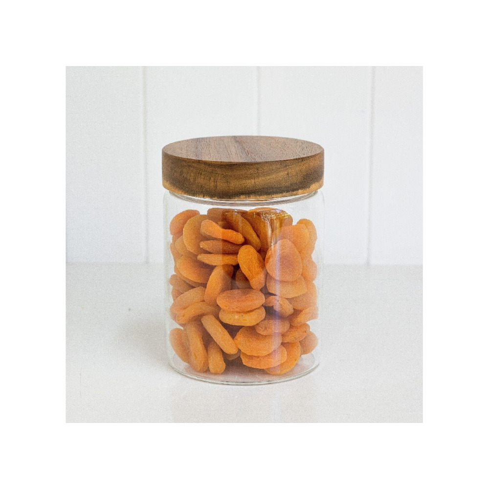 جرة زجاجية من خشب السنط سعة 1 لتر من شركة Little Storage Co - 5