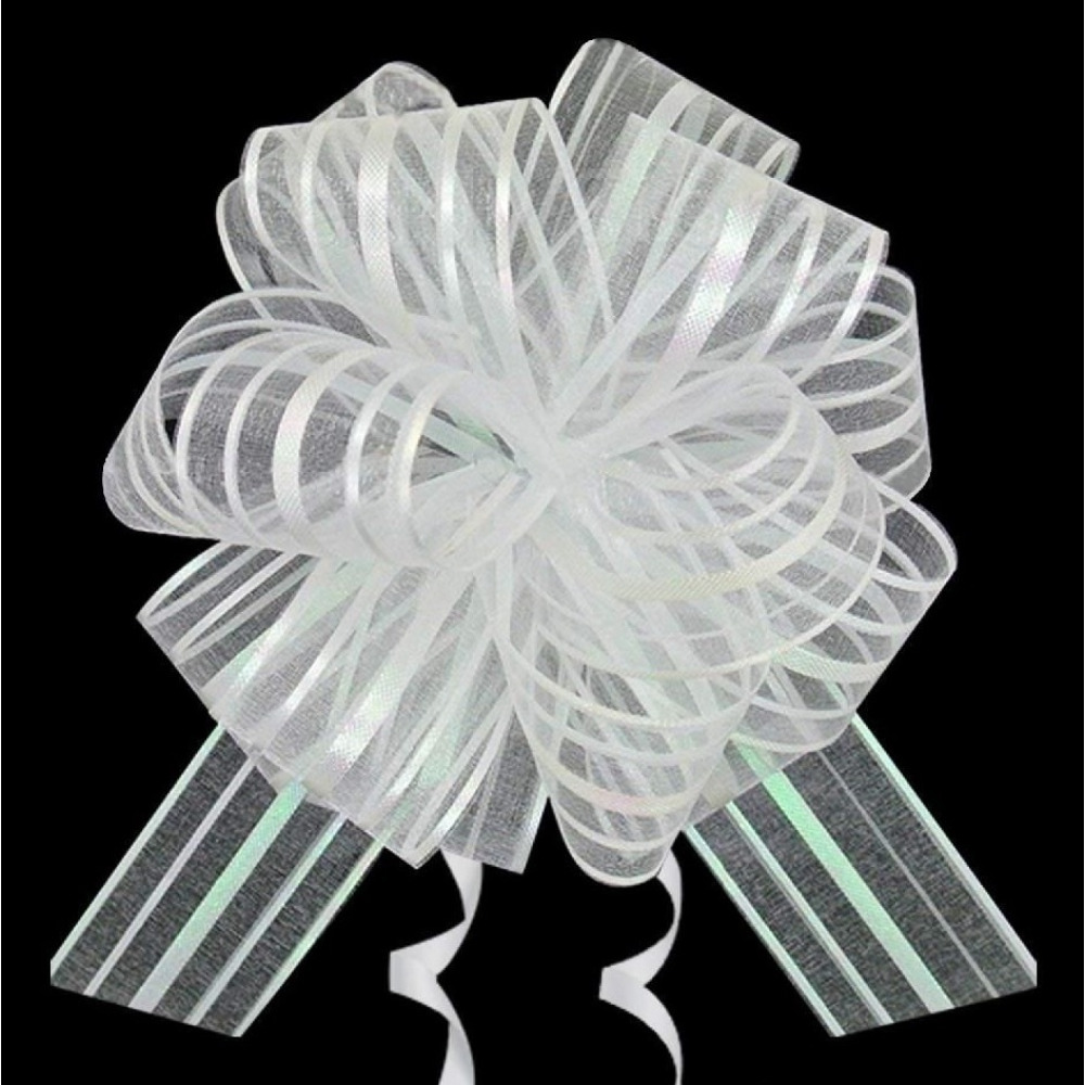 Оберните \& Сверните 5-ДЮЙМОВЫЙ бант Из Органзы С Лентой 15 ММ X 1,27 Метра, серебристый - 1