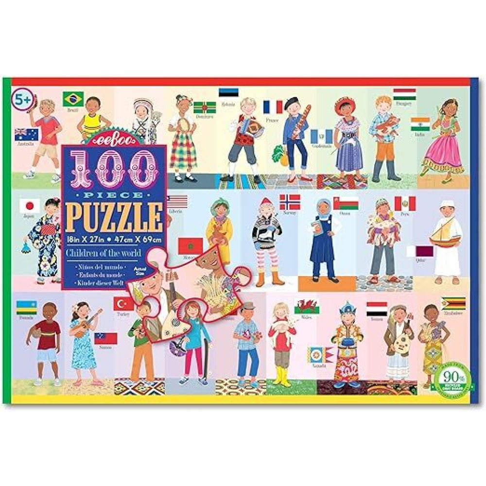 eeBoo Children of the World 100 Piece Puzzle for Education and fun to play for kids. - 1