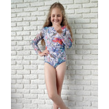 KID's Closed Back One-piece Swimsuit with Sleeves, Dragonflies, size 116 - 5 miniature
