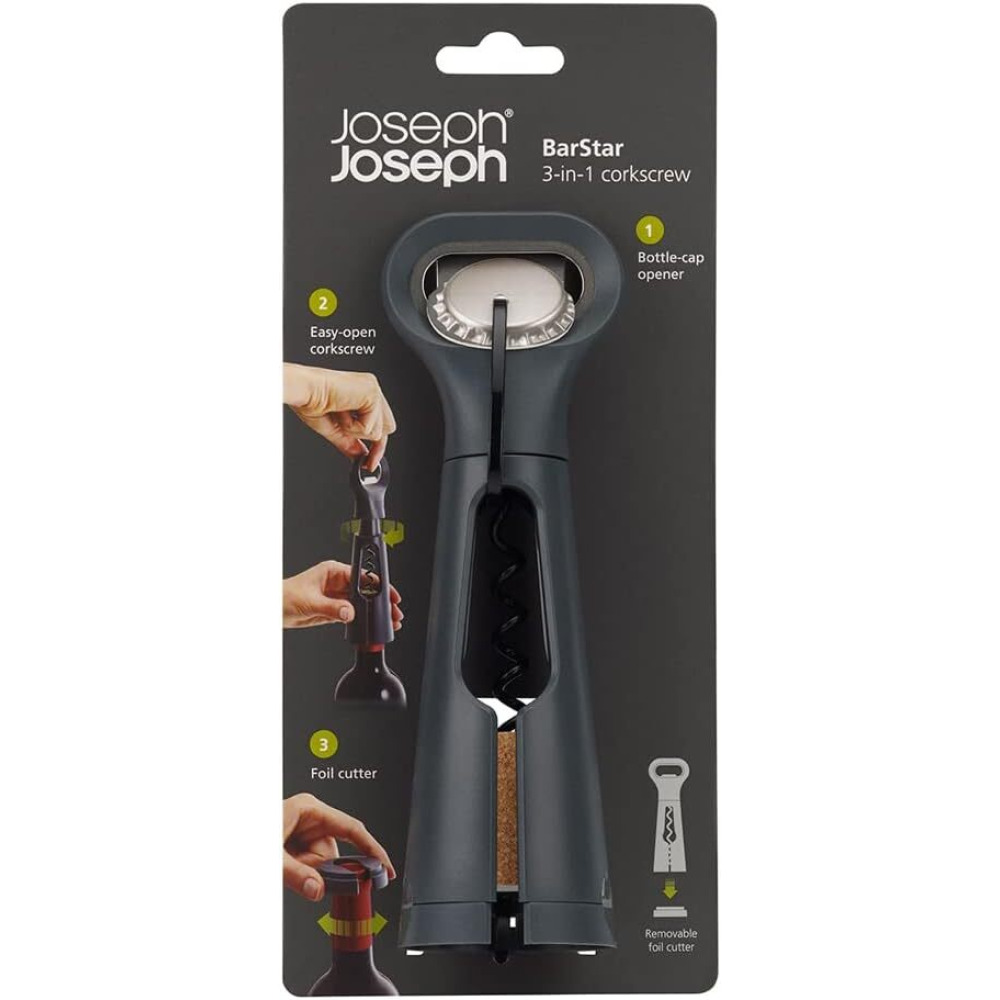 Joseph Joseph BarStar 3-in-1 Multi-functioning Corkscrew, Gray - 5