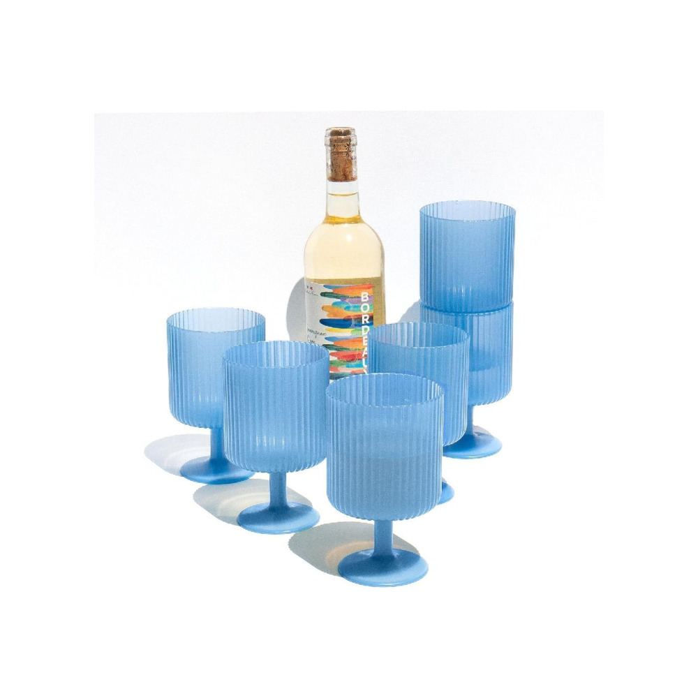 TarHong Essentials Mesa Drinkware, Polypro, Shatterproof, Indoor\/Outdoor, Stacking Goblet, Blue - 2