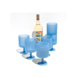 TarHong Essentials Mesa Drinkware, Polypro, Shatterproof, Indoor\/Outdoor, Stacking Goblet, Blue - 2 miniature