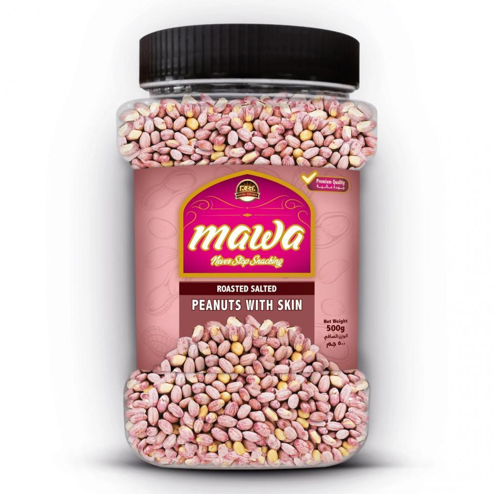 Mawa Roasted Salted Peanuts with Skin (Plastic Jar) 500g - 1
