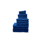 BYFT Daffodil Face Hand Bath Towels 500 Gsm Royal Blue Stripe Diamond Dobby 100% Cotton Set of 16 - 1 miniature
