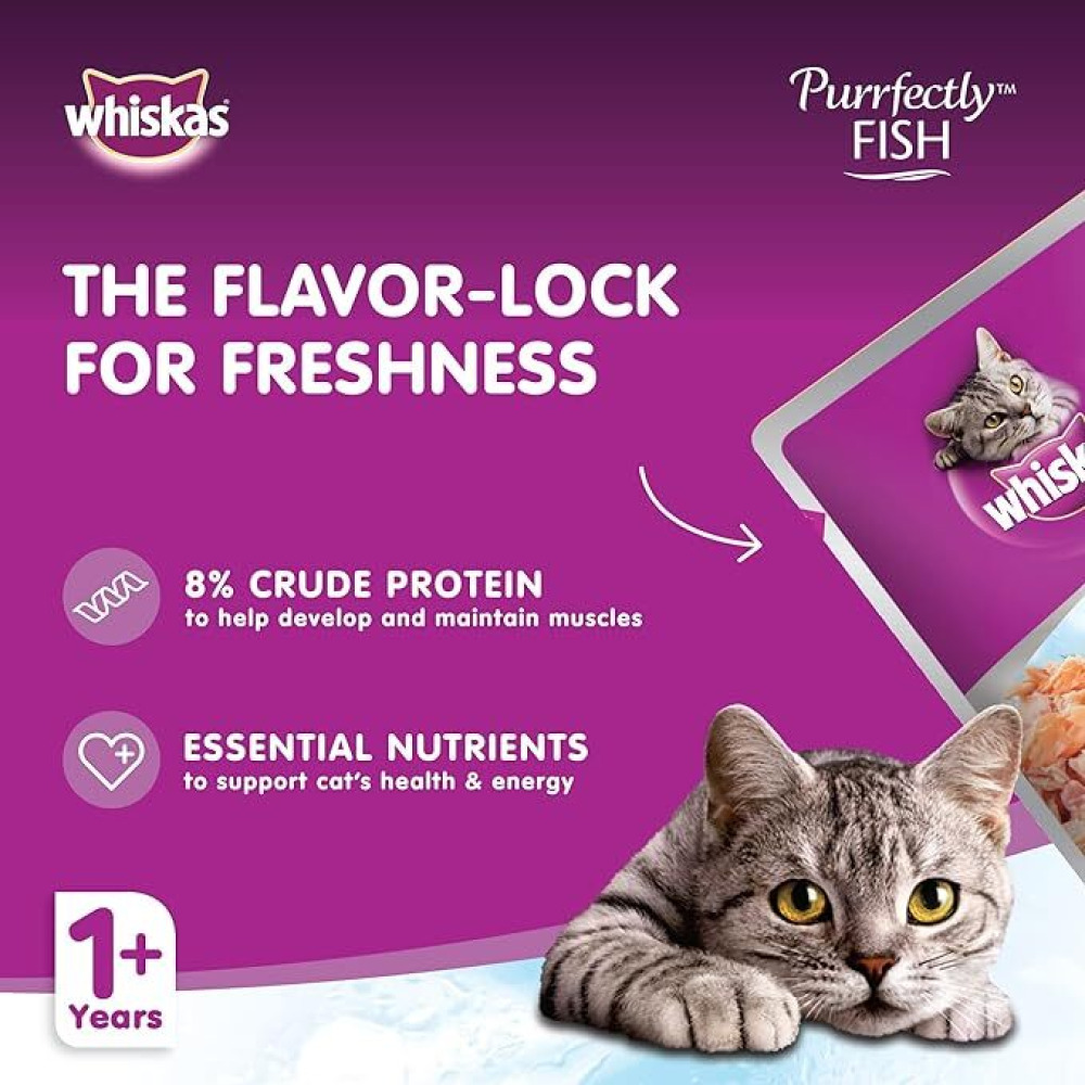 Whiskas, Wet food, Purrfectly Cat, Tuna and Salmon, 24*85 g - 3