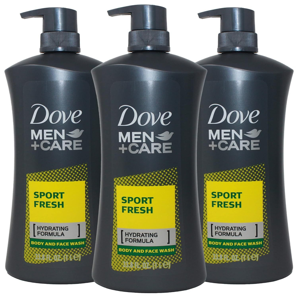 Dove Men + Care Extra Fresh Средство для Мытья ТЕЛА И ЛИЦА, 1 Л (33,8 УНЦИИ), упаковка из 3 шт. - 1