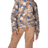 طقم مكون من قطعتين من هودي بسحاب كامل مطبوع وبنطال رياضي بني للأولاد (7-8 سنوات) بني - 6 miniature