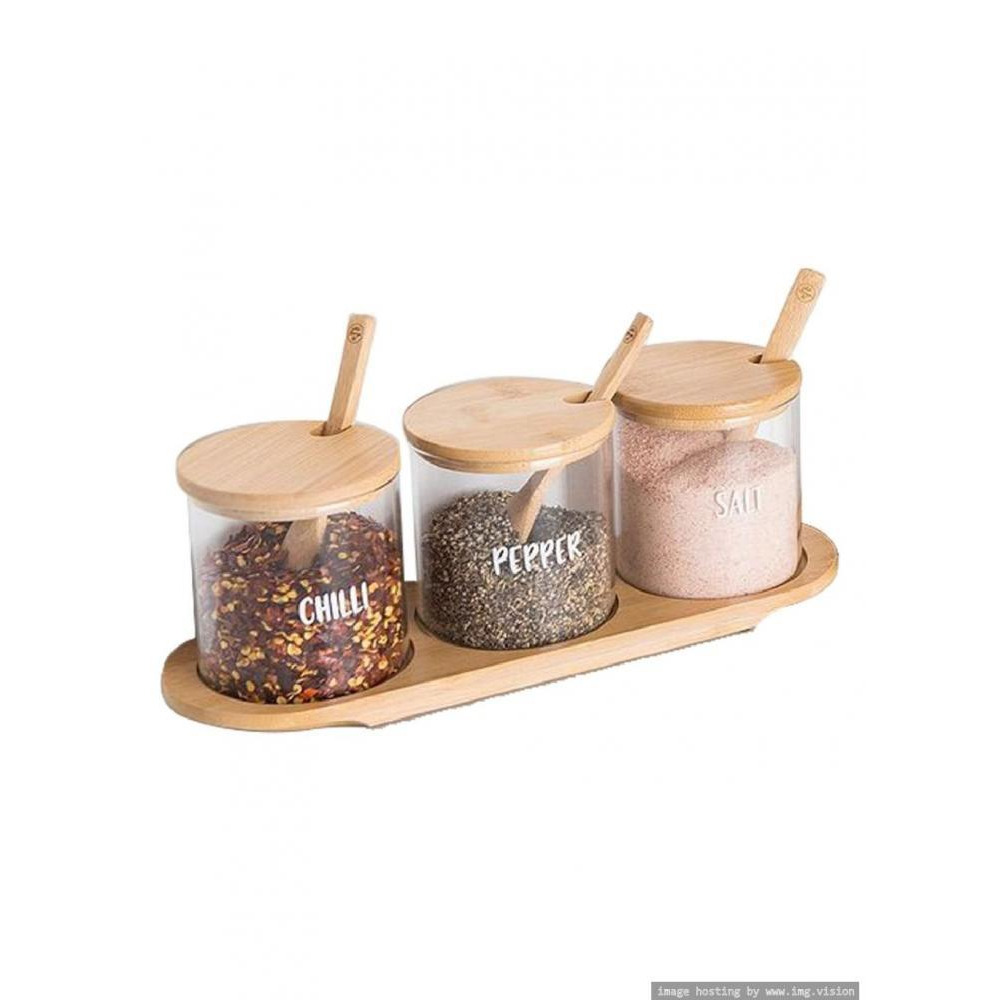 Трио Из Бамбукового Стакана Little Storage co С ПОДНОСОМ И ложкой - 4