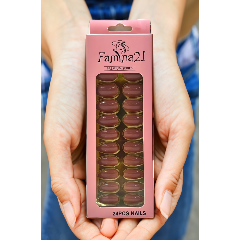 Fake Nails Famina21 Premium Nails 24 Pcs With Glue Sticker (09) - 3