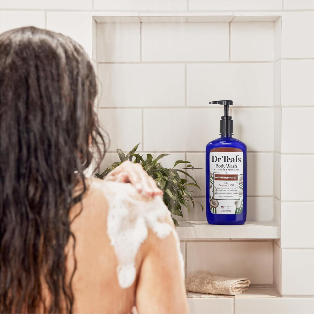 Гель для душа, Dr Teal's, Питание и защита, С чистой английской солью и кокосовым маслом, 710 мл - 6