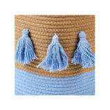 Homesmiths Cotton Rope Basket Upper Mouth Natural  Blue Dia30 x H30 cm - 2 miniature