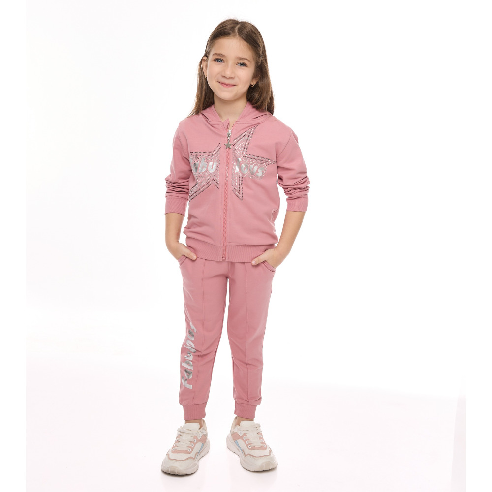 Girl's 2-Piece Set, Long Sleeves Fullzipper Hoodie & Jogger (7-8 yrs), Pink - 1