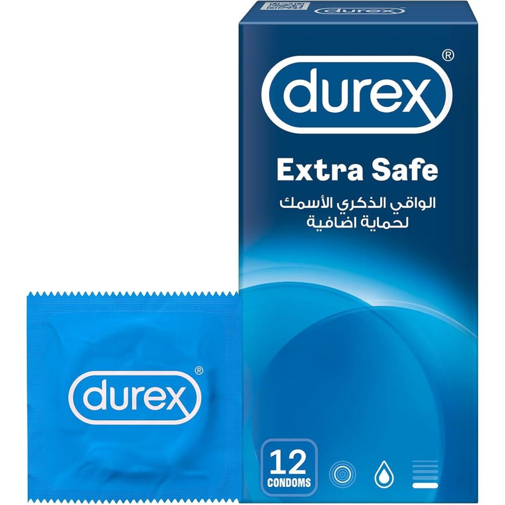 Durex Extra Safe Extra Lubed Condoms for Men, Pack of 12 - 1
