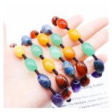 Браслет Из Натуральных Бусин С Кристаллами Чакры, Завязанный вручную - 4 miniature