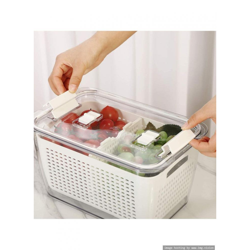 حاوية تخزين ثلاجة متوسطة الحجم من هومسميث مع سلة فواكه ذات طبقة مزدوجة - 4