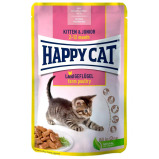 Happy Cat MIS Kitten \& Junior - Farm Poultry - Pouch - BOX - 24*85g - 1 miniature