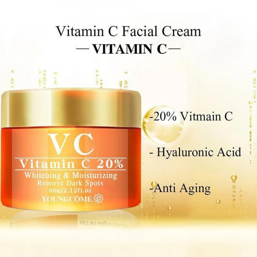 Vitamin C with Hyaluronic Acid Whitening and Moisturizing Face Cream for Dark Spots, Acne Marks and Brighten Skin Tone - 60 g - 3