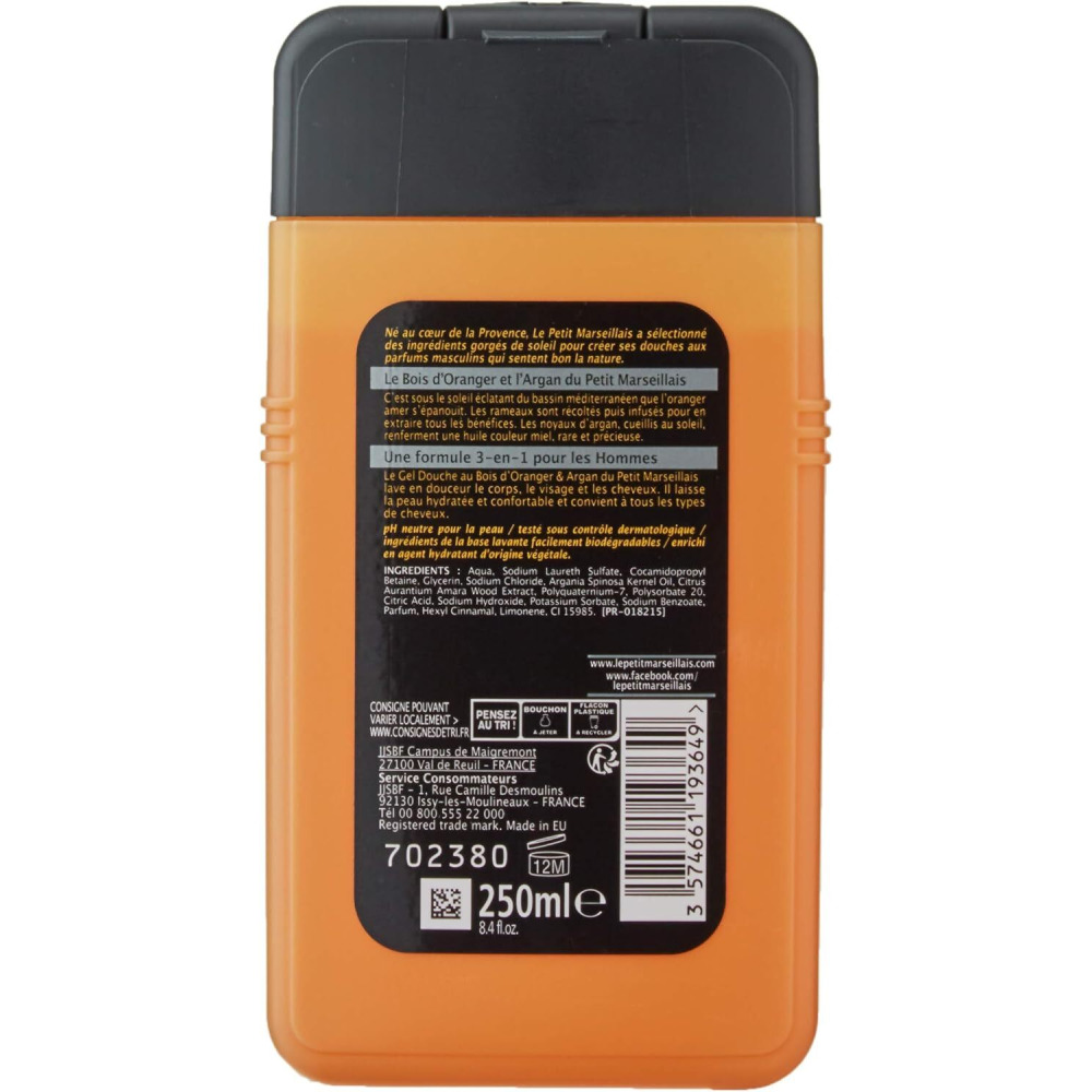 Le Petit Marseillais Shower Gel for Men Orange Wood and Argan, 250 ml - 2