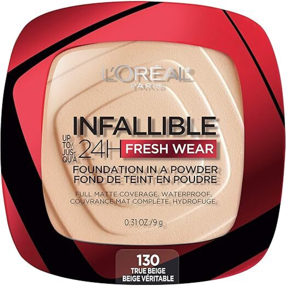 L'Oreal Paris Makeup Infallible Fresh Wear Foundation in a Powder, Up to 24H Wear, True Beige, 0.31 oz. - 1