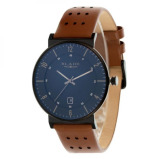 BLADE Wanderer Noir 3683G1NND SS \& Leather Date Men's Watch - 1 miniature