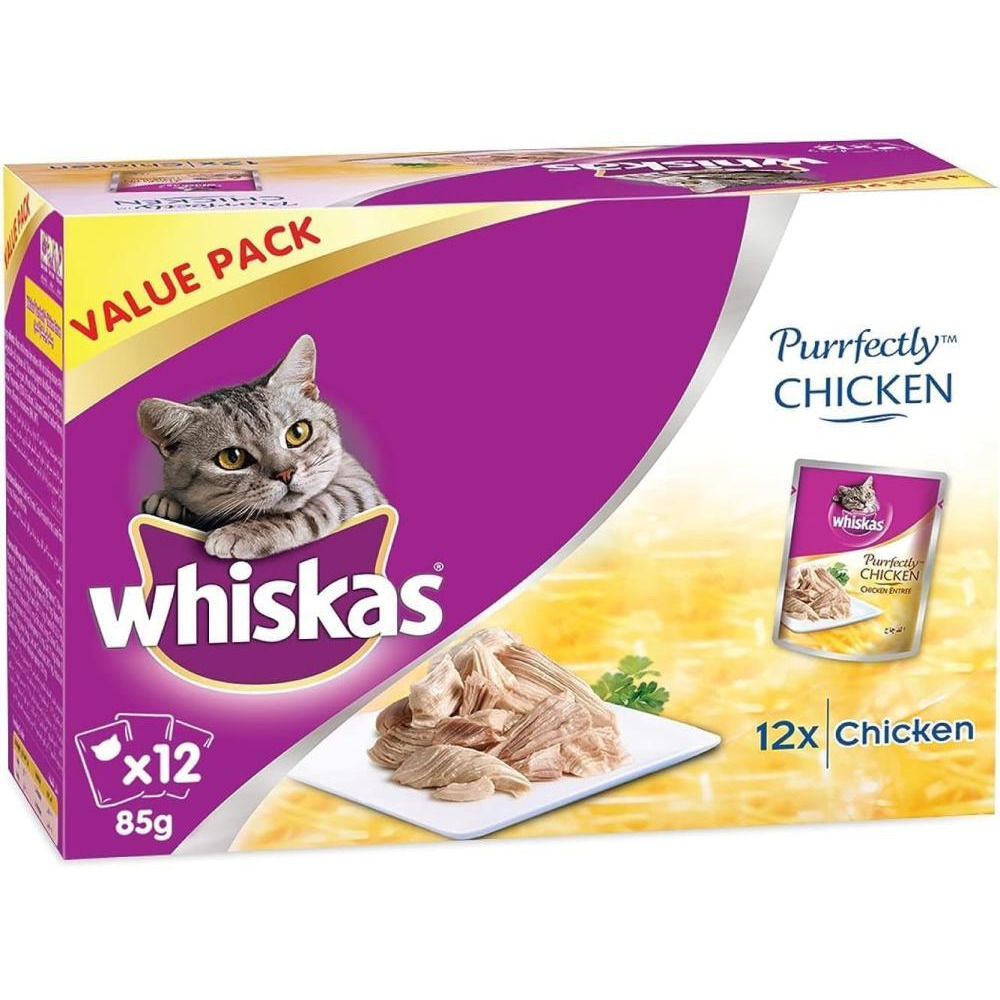 Whiskas, Wet cat food, Purrfectly chicken, Pack of 12 x 85 g - 1