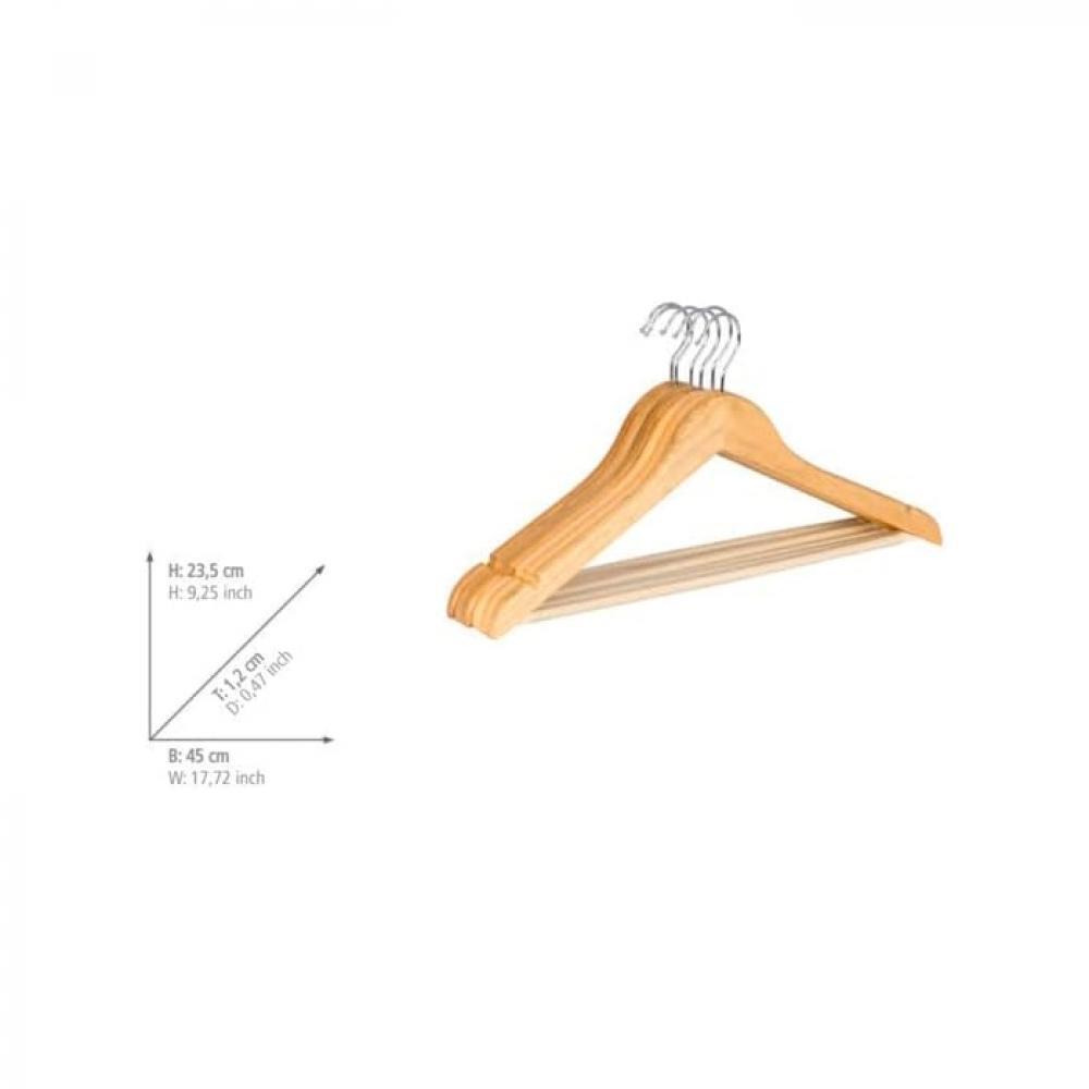 Wenko Shaped Hanger Eco, 6 Pieces, Wood Natural - 3