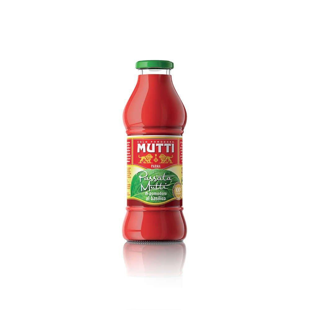 Mutti Tomato Puree with Fresh Basil Glass Bottle 400g - 1