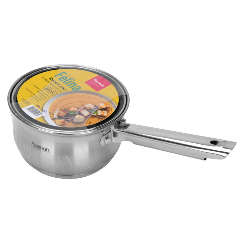Fissman Saucepan Felina 14cm/1.1LTR With Lid Stainless Steel - 7