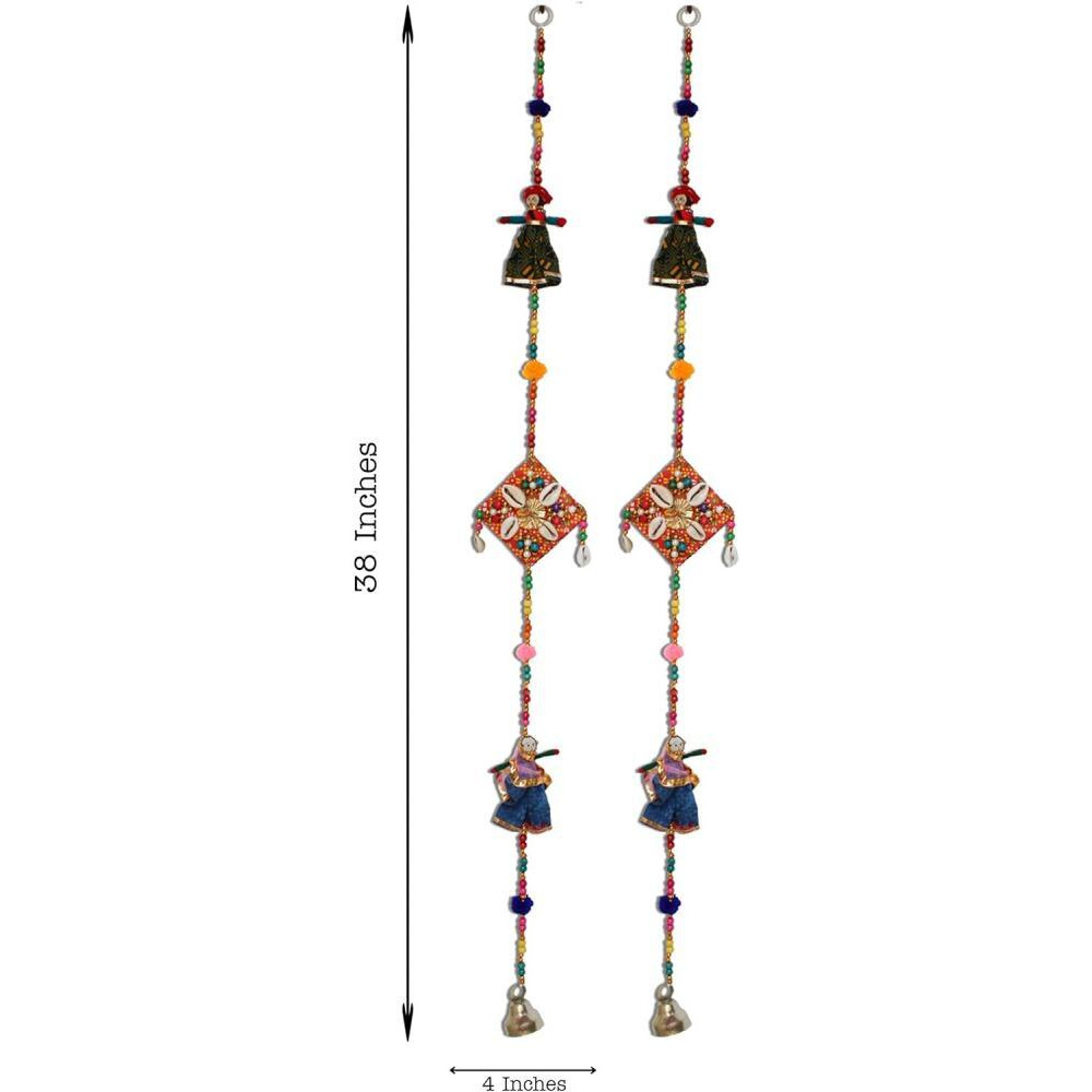 JH Gallery Handmade Recycled Material Rajasthani Dolls Door Hangings, Wall Hanging, Home Décor, Home Furnishing, Diwali Gift, 38 Inche - 2