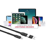 Trands 2-in-1 Type-C USB Lightning Cable, 1 meter, Black - 4 miniature